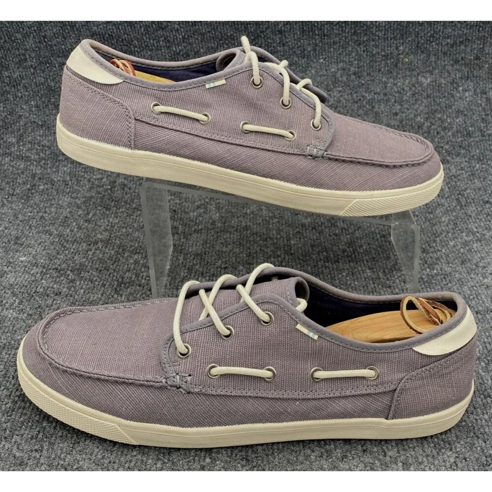 Toms Men's Mauve Canvas Boat Shoes with Cream Accents